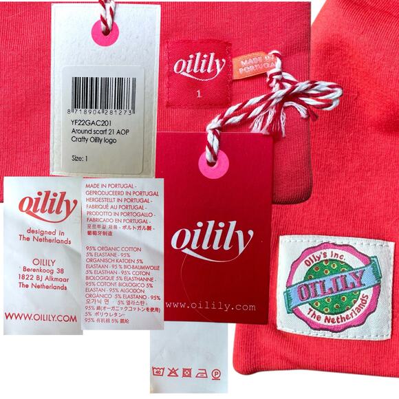 Oilily Organic Cotton Puff Sleeve Logo Dress and Scarf, Size 104 (4T), Orange - Picture 16 of 16